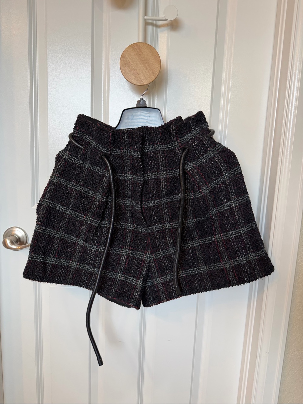 3.1 Phillip Lim Black Plaid Tweed Shorts Size 4